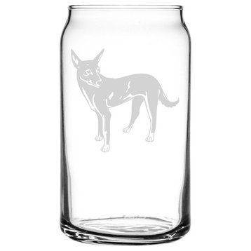 Formosan Mountain, Takasago Dog Themed Etched All Purpose 16oz. Libbey Can Glass