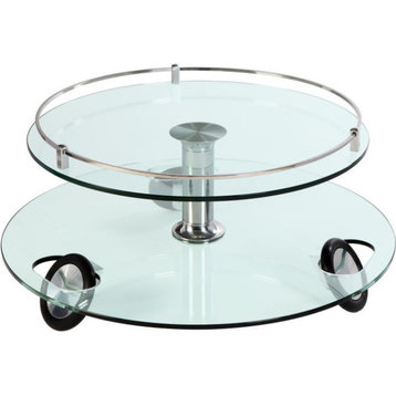 Swivel Top Stationary Wheels Cocktail Table, 8178-CT
