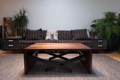 Living room - large modern living room idea in Montreal