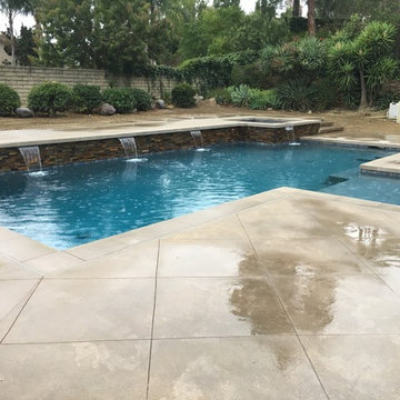 Flores residence. Tropics blue mini pebble with a touch of glass plaster.