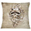 Vintage Style Skull Devil Tattoo Abstract Throw Pillow, 18"x18"