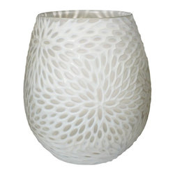 10 in. Milk Bouquet Cut Glass Decorative Vase in White - Vases