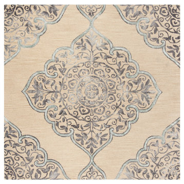 Safavieh Dip Dye Collection DDY510 Rug, Beige/Blue, 7' Square