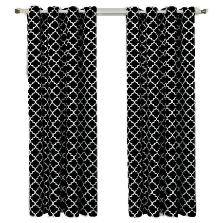 Meridian Room Darkening Grommet Panels, 2PC, Black, 104"x84"