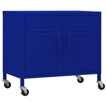 vidaXL Storage Cabinet Navy Blue Steel Bookcase Display Cabinet Furniture