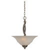 Bow Pendant With 2 Bulbs, 16" White Marble Glass