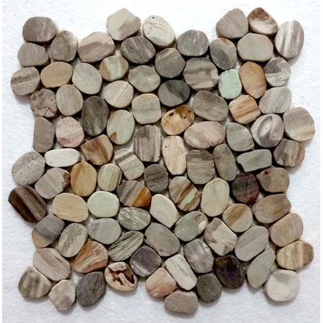 Hand-Sorted Mini Oval Pebble Stone Mosaic - Eco-Friendly for Shower & Bath