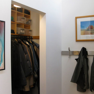Doorless Coat Closet With Shelving Cubbies
