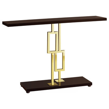 HomeRoots 12" x 47.25" x 31" CappuccinoGold Metal Accent Table