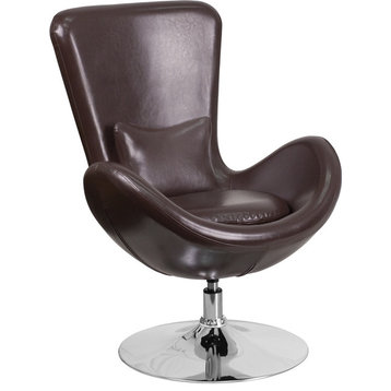 Leather Egg Series Chair, Brown Leather