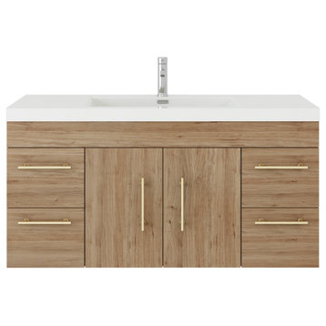 Rosa 48" Wall Mounted Vanity with Reinforced Acrylic Sink, Natural Oak