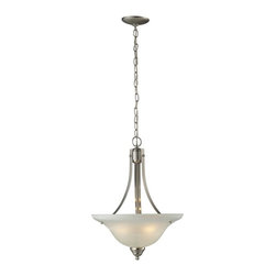 Z-Lite - Brushed Nickel Athena 3 Light Bowl Shaped Pendant with White Swirl Shade - Pendant Lighting