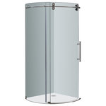 Aston - Orbitus 40"x40"x75" Frameless Round Shower Enclosure, Stainless, Right Open - The SEN980 Completely Frameless Round Shower Door Enclosure is a engineering masterpiece that will instantly upgrade the style and feel of your bath. Constructed of durable 8mm ANSI-certified tempered clear glass, 4-wheel industrial chic smooth sliding mechanism, stainless steel or chrome finish hardware, and premium clear leak-seal edge strips, the SEN980 is the optimal, beautiful choice for a corner shower renovation .