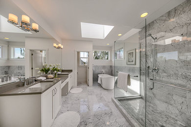 Example of a transitional bathroom design in Seattle