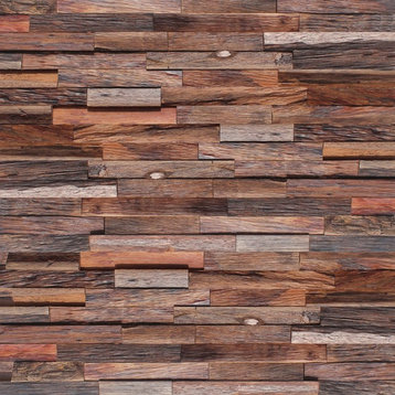 3D Reclaimed Rectangular Solid Barn Wood Panels 10.4sqft per Box, Mix Brown