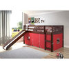 Donco Kids Twin Solid Wood Mission Low Loft Bed with Red Tent in Cappuccino