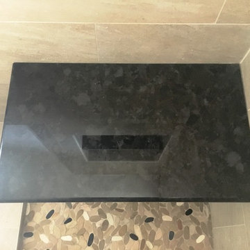BATHROOM - Contemporary Tub-To-Shower 12 x 24 TanTile and Linear Mosaic Accent