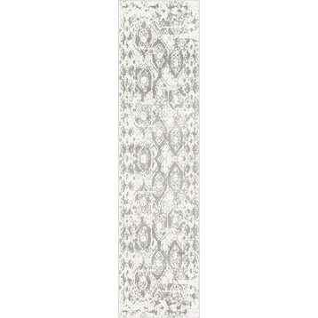 Transitional Bianco 2'7"x10' Runner Silvery Area Rug