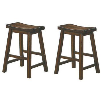 Pemberly Row 23.5" Contemporary Solid Wood Counter Stool in Cherry (Set of 2)