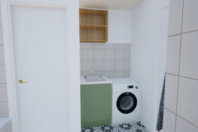 Photo of a contemporary laundry room in Melbourne.
