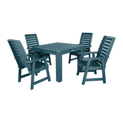 Highwood USA - Weatherly 5-Piece Square Dining Set, Nantucket Blue - Outdoor Dining Sets
