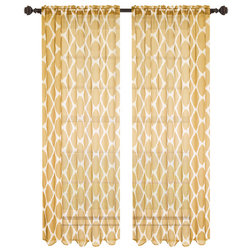 Transitional Curtains May Sheer Curtain Panels, Gold, Set of 2
