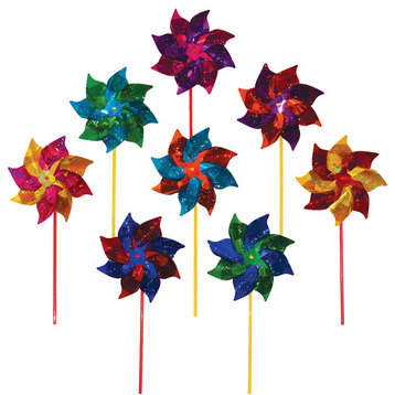 Classic Rainbow Pinwheels, 8" Diameter, Set of 8