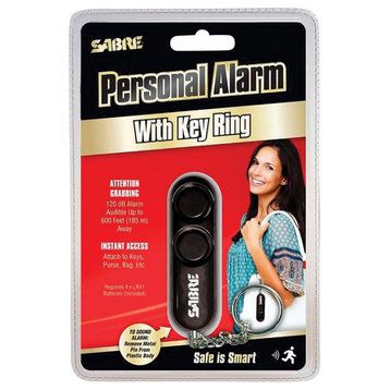 Sabre PA-01 Personal Alarm With Key Ring, Plastic, Black