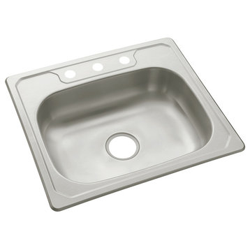 Sterling Middleton Single Bowl 3-Hole Drop-in Kitchen Sink, Stainless Steel