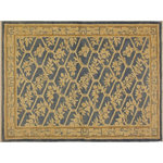 Bareens Designer Rugs - Oriental Ziegler Deja Blue Tan Hand-Knotted Wool Rug - 4'2'' x 6'1'' - Enhance the ambiance of your home with this magnificent Persian-influenced Turkish hand-knotted rug made by skilled artisans capable of creating the most exceptional vegetable dyes and hand-spun wool. This exquisite handmade rug is a one-of-a-kind Peshawar Kafkaz, otherwise identified as Chobi, Chobi Peshawar, Oushak, or Ziegler rug. These handmade rugs are crafted in Pakistan utilizing superior-quality wool imported from Australia, New Zealand, and Korea in two types of weaves: the Persian weave and the Mori weave. This rug is meticulously crafted by hand using the finest natural vegetable dyes extracted from local plants. The artisans use a blend of hand-spun local and fine merino wool, resulting in a rug with a compelling texture, higher lanolin content, and longer staple. The artisans occasionally incorporate natural or artificial silk into the pile to enhance specific motifs. The finished product is an awe-inspiring execution of flawless design and an understated palette that exudes elegance.