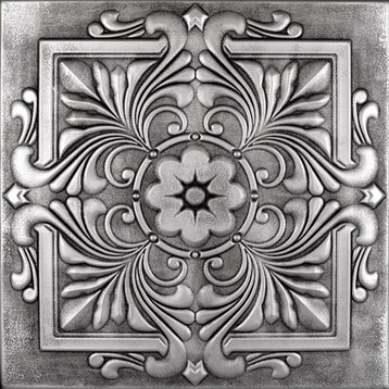 Victorian Styrofoam Ceiling Tile 20 in x 20 in - #R14, Pack of 48, Antique Silver