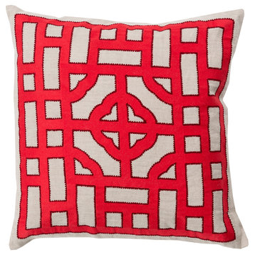 Chinese Gate Pillow 22x22x5, Down Fill