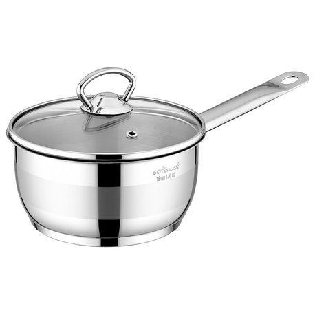 Safinox 18/10 Stainless Steel Tri-Ply Capsulated Bottom Sauce Pan, 3-Quart