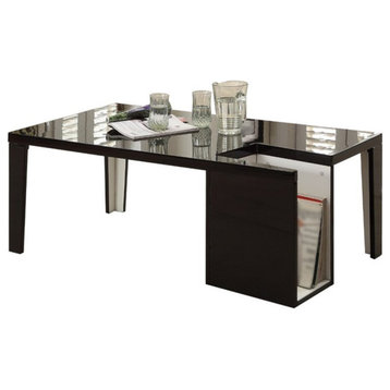 Bowery Hill Contemporary Wood Coffee Table with Storage in Black