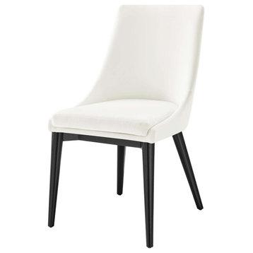Side Dining Chair, White, Velvet, Modern, Kitchen Bistro Restaurant Hospitality