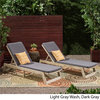 Noble House Maki Outdoor Acacia Wood Chaise Lounge in Gray (Set of 2)