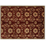 Bareens Designer Rugs - Oriental Ziegler Audie Rust Brown Hand-Knotted Wool Rug - 6'3'' x 9'4'' - Enhance the ambiance of your home with this magnificent Persian-influenced Turkish hand-knotted rug made by skilled artisans capable of creating the most exceptional vegetable dyes and hand-spun wool. This exquisite handmade rug is a one-of-a-kind Peshawar Kafkaz, otherwise identified as Chobi, Chobi Peshawar, Oushak, or Ziegler rug. These handmade rugs are crafted in Pakistan utilizing superior-quality wool imported from Australia, New Zealand, and Korea in two types of weaves: the Persian weave and the Mori weave. This rug is meticulously crafted by hand using the finest natural vegetable dyes extracted from local plants. The artisans use a blend of hand-spun local and fine merino wool, resulting in a rug with a compelling texture, higher lanolin content, and longer staple. The artisans occasionally incorporate natural or artificial silk into the pile to enhance specific motifs. The finished product is an awe-inspiring execution of flawless design and an understated palette that exudes elegance.