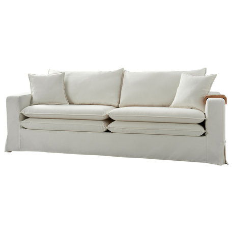 Minimalist Modern Style Slipcovered Sofa, White