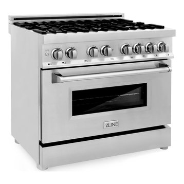 ZLINE Range with Gas Stove and Electric Oven in Stainless Steel, 36"