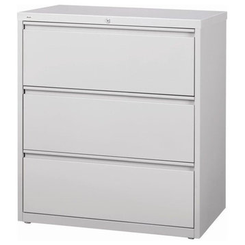 Scranton & Co 3-Drawer Modern Metal Lateral File Cabinet in Light Gray