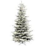 Vickerman - Vickerman A895065 6.5' Flocked Utica Fir Slim Artificial Christmas Tree Unlit - Vickerman Artificial 6.5' x 39 Unlit Flocked Utica Fir Christmas Tree featuring 744 PVC Tips. This tree comes unlit, has beautifully flocked tips on metal hinged branches and a Metal tree stand is included.