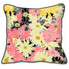Flower Power Pillow Slipcover, Multicolored/Black, Square 18"x18"