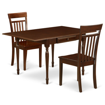3-Piece Table Set Table, 2 Chairs, Drop Leaf Table, Slat Back Chairs, Mahogany