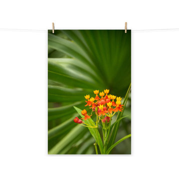 Bloodflowers and Palm Color Tropical Floral / Botanical Unframed Wall Art Print, 11" X 14"