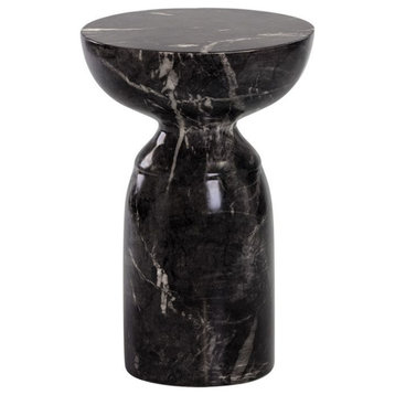 Goya End Table, Marble Look, Black