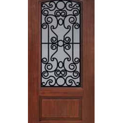House Single Door 80 Fiberglass Genoa 1 Panel Arch Lite - Front Doors