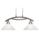 Toltec Lighting - Bow 2 Light Island Light Shown In Brushed Nickel Finish With 12" White Marble - * The beauty of our entire product line is the opportunity to create a look all of your own, as we now offer over 40  shade choices, with most being available as an option on every lighting family. So, as you can see, your variations are limitless. It really doesn't matter if your project requires Traditional, Transitional, or Contemporary styling, as our fixtures will fit most any decor.