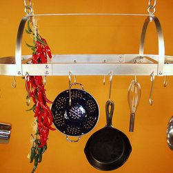 Stainless Steel Pot Rack with Steel Band Frame - 14 Hooks - Pot Racks And Accessories