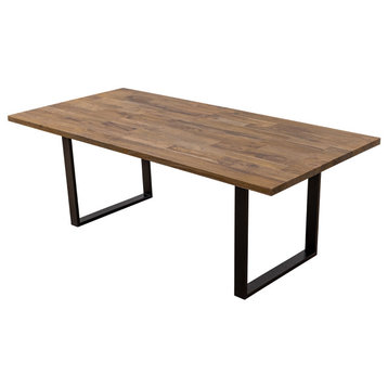 Solid Teak Rectangular Dining Table with Metal Legs, Autumn, 84x40
