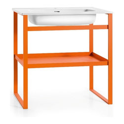 WS Bath Collections Lissio 6661.15 Powdered Painted Frame with Ceramic Sink - Bathroom Vanities And Sink Consoles
